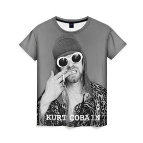 Женская футболка 3D с принтом Nirvana в Курске, 100% полиэфир ( синтетическое хлопкоподобное полотно) | прямой крой, круглый вырез горловины, длина до линии бедер | cobain | curt | nirvana | rock | кобейн | курт | рок