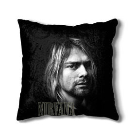 Подушка 3D с принтом Nirvana в Курске, наволочка – 100% полиэстер, наполнитель – холлофайбер (легкий наполнитель, не вызывает аллергию). | состоит из подушки и наволочки. Наволочка на молнии, легко снимается для стирки | cobain | curt | nirvana | rock | кобейн | курт | рок