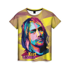 Женская футболка 3D с принтом Nirvana в Курске, 100% полиэфир ( синтетическое хлопкоподобное полотно) | прямой крой, круглый вырез горловины, длина до линии бедер | cobain | curt | nirvana | rock | абстракт | кобейн | курт | рок