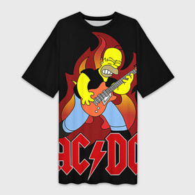 Платье-футболка 3D с принтом AC DC в Курске,  |  | ac dc | acdc | rock | рок | эйсидиси