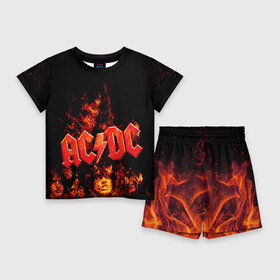 Детский костюм с шортами 3D с принтом AC DC в Курске,  |  | ac dc | acdc | rock | рок | эйсидиси
