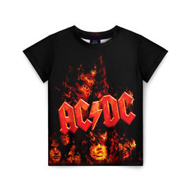 Детская футболка 3D с принтом AC/DC в Курске, 100% гипоаллергенный полиэфир | прямой крой, круглый вырез горловины, длина до линии бедер, чуть спущенное плечо, ткань немного тянется | ac dc | acdc | rock | рок | эйсидиси