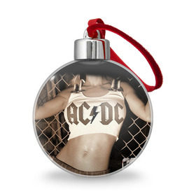 Ёлочный шар с принтом AC/DC в Курске, Пластик | Диаметр: 77 мм | ac dc | acdc | rock | рок | эйсидиси