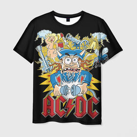 Мужская футболка 3D с принтом AC/DC в Курске, 100% полиэфир | прямой крой, круглый вырез горловины, длина до линии бедер | ac dc | acdc | rock | рок | эйсидиси