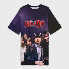 Платье-футболка 3D с принтом AC DC в Курске,  |  | ac dc | acdc | hell | highway | rock | to | рок | эйсидиси