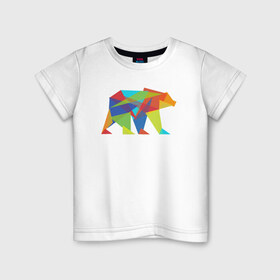 Детская футболка хлопок с принтом Fractal geometric bear в Курске, 100% хлопок | круглый вырез горловины, полуприлегающий силуэт, длина до линии бедер | fractal geometric bear медведь миша треугольн
