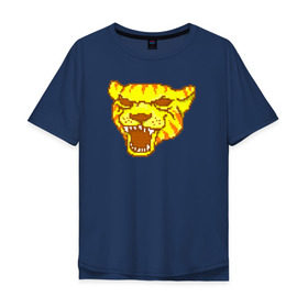 Мужская футболка хлопок Oversize с принтом Tony в Курске, 100% хлопок | свободный крой, круглый ворот, “спинка” длиннее передней части | Тематика изображения на принте: hotline miami | hotlinemiami | tiger | тигр
