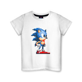 Детская футболка хлопок с принтом Sonic в Курске, 100% хлопок | круглый вырез горловины, полуприлегающий силуэт, длина до линии бедер | Тематика изображения на принте: nintendo | sonic | нинтендо | соник