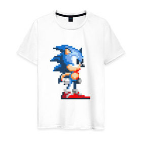 Мужская футболка хлопок с принтом Sonic в Курске, 100% хлопок | прямой крой, круглый вырез горловины, длина до линии бедер, слегка спущенное плечо. | nintendo | sonic | нинтендо | соник