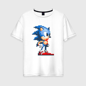 Женская футболка хлопок Oversize с принтом Sonic в Курске, 100% хлопок | свободный крой, круглый ворот, спущенный рукав, длина до линии бедер
 | nintendo | sonic | нинтендо | соник