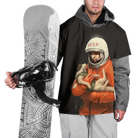 Накидка на куртку 3D с принтом Гагарин в Курске, 100% полиэстер |  | Тематика изображения на принте: гагарин | космос. россия | поехали | полет | собака | ссср