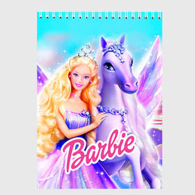Скетчбук с принтом Barbie в Курске, 100% бумага
 | 48 листов, плотность листов — 100 г/м2, плотность картонной обложки — 250 г/м2. Листы скреплены сверху удобной пружинной спиралью | Тематика изображения на принте: barbie | барби | кукла