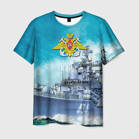 Мужская футболка 3D с принтом ВМФ в Курске, 100% полиэфир | прямой крой, круглый вырез горловины, длина до линии бедер | вмф | корабль | морской флот | россия | рф | силовые структуры