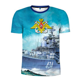 Мужская футболка 3D спортивная с принтом ВМФ в Курске, 100% полиэстер с улучшенными характеристиками | приталенный силуэт, круглая горловина, широкие плечи, сужается к линии бедра | вмф | корабль | морской флот | россия | рф | силовые структуры