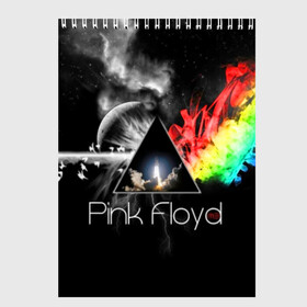 Скетчбук с принтом Pink Floyd в Курске, 100% бумага
 | 48 листов, плотность листов — 100 г/м2, плотность картонной обложки — 250 г/м2. Листы скреплены сверху удобной пружинной спиралью | pink floyd | rock | рок