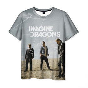 Мужская футболка 3D с принтом Imagine Dragons в Курске, 100% полиэфир | прямой крой, круглый вырез горловины, длина до линии бедер | imagine dragons