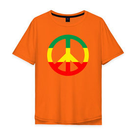 Мужская футболка хлопок Oversize с принтом Rasta peace в Курске, 100% хлопок | свободный крой, круглый ворот, “спинка” длиннее передней части | rasta peace раста мир хиппи