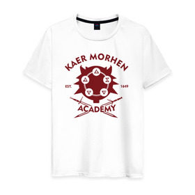 Мужская футболка хлопок с принтом Kaer Morhen Academy в Курске, 100% хлопок | прямой крой, круглый вырез горловины, длина до линии бедер, слегка спущенное плечо. | kaer morhen academy ведьмак 3 witcher