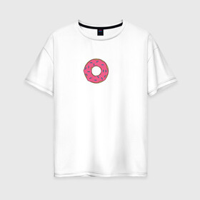 Женская футболка хлопок Oversize с принтом DOH! в Курске, 100% хлопок | свободный крой, круглый ворот, спущенный рукав, длина до линии бедер
 | doh the simpsons симпсоны гомер пончик доу