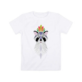 Детская футболка хлопок с принтом Дух енота в Курске, 100% хлопок | круглый вырез горловины, полуприлегающий силуэт, длина до линии бедер | Тематика изображения на принте: енот