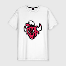 Мужская футболка премиум с принтом Chicago Bulls (в кепке) в Курске, 92% хлопок, 8% лайкра | приталенный силуэт, круглый вырез ворота, длина до линии бедра, короткий рукав | Тематика изображения на принте: chicago bulls | буллз | кепка | чикаго | чикаго буллз