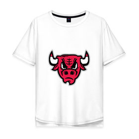 Мужская футболка хлопок Oversize с принтом Chicago Bulls (голова) в Курске, 100% хлопок | свободный крой, круглый ворот, “спинка” длиннее передней части | chicago bulls | буллз | чикаго