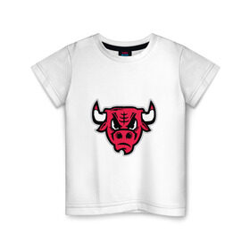 Детская футболка хлопок с принтом Chicago Bulls (голова) в Курске, 100% хлопок | круглый вырез горловины, полуприлегающий силуэт, длина до линии бедер | chicago bulls | буллз | чикаго