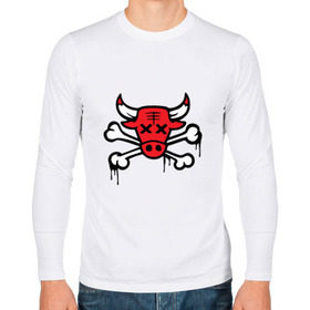 Мужской лонгслив хлопок с принтом Chicago Bulls (череп) в Курске, 100% хлопок |  | chicago bulls | буллз | чикаго