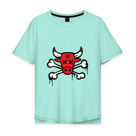 Мужская футболка хлопок Oversize с принтом Chicago Bulls (череп) в Курске, 100% хлопок | свободный крой, круглый ворот, “спинка” длиннее передней части | chicago bulls | буллз | чикаго