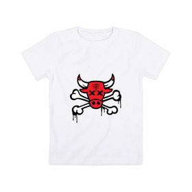Детская футболка хлопок с принтом Chicago Bulls (череп) в Курске, 100% хлопок | круглый вырез горловины, полуприлегающий силуэт, длина до линии бедер | chicago bulls | буллз | чикаго