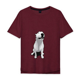 Мужская футболка хлопок Oversize с принтом Бультерьер в Курске, 100% хлопок | свободный крой, круглый ворот, “спинка” длиннее передней части | Тематика изображения на принте: пес | собака