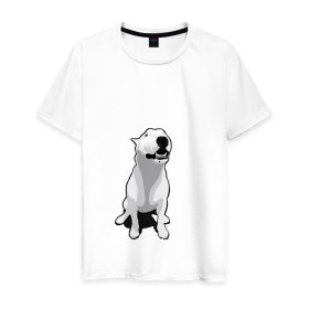 Мужская футболка хлопок с принтом Бультерьер в Курске, 100% хлопок | прямой крой, круглый вырез горловины, длина до линии бедер, слегка спущенное плечо. | пес | собака