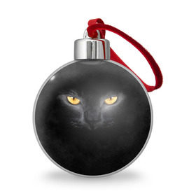Ёлочный шар с принтом Черная кошка в Курске, Пластик | Диаметр: 77 мм | Тематика изображения на принте: глаза | киса | кот | котик | кошка | черная кошка