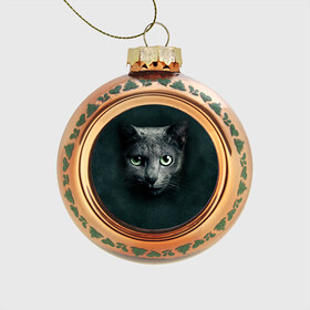 Стеклянный ёлочный шар с принтом Серый кот в Курске, Стекло | Диаметр: 80 мм | киса | кот | котик | кошка | серый кот