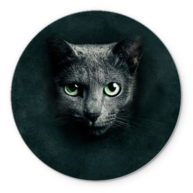 Коврик круглый с принтом Серый кот в Курске, резина и полиэстер | круглая форма, изображение наносится на всю лицевую часть | Тематика изображения на принте: киса | кот | котик | кошка | серый кот