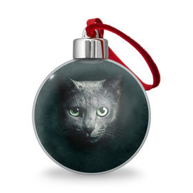 Ёлочный шар с принтом Серый кот в Курске, Пластик | Диаметр: 77 мм | Тематика изображения на принте: киса | кот | котик | кошка | серый кот