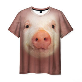 Мужская футболка 3D с принтом Хрюшка в Курске, 100% полиэфир | прямой крой, круглый вырез горловины, длина до линии бедер | свинка | свинья | хрюшка