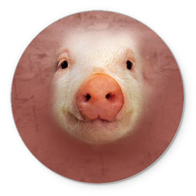 Коврик круглый с принтом Хрюшка в Курске, резина и полиэстер | круглая форма, изображение наносится на всю лицевую часть | свинка | свинья | хрюшка