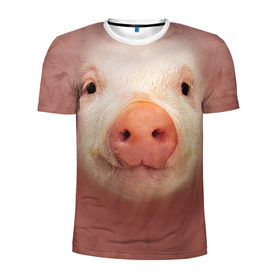 Мужская футболка 3D спортивная с принтом Хрюшка в Курске, 100% полиэстер с улучшенными характеристиками | приталенный силуэт, круглая горловина, широкие плечи, сужается к линии бедра | Тематика изображения на принте: свинка | свинья | хрюшка