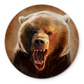 Коврик круглый с принтом Медведь в Курске, резина и полиэстер | круглая форма, изображение наносится на всю лицевую часть | медведь | мишка