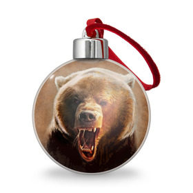 Ёлочный шар с принтом Медведь в Курске, Пластик | Диаметр: 77 мм | медведь | мишка