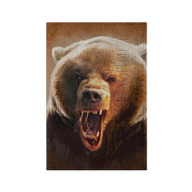 Обложка для паспорта матовая кожа с принтом Медведь в Курске, натуральная матовая кожа | размер 19,3 х 13,7 см; прозрачные пластиковые крепления | Тематика изображения на принте: медведь | мишка