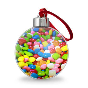 Ёлочный шар с принтом Конфетки в Курске, Пластик | Диаметр: 77 мм | Тематика изображения на принте: вкусности | конфеты | мармелад | сладости