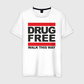 Мужская футболка хлопок с принтом Без наркотиков в Курске, 100% хлопок | прямой крой, круглый вырез горловины, длина до линии бедер, слегка спущенное плечо. | drugfree | punk | straight edge | sxe | зож