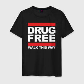 Мужская футболка хлопок с принтом Без наркотиков в Курске, 100% хлопок | прямой крой, круглый вырез горловины, длина до линии бедер, слегка спущенное плечо. | drugfree | poisonfree | punk | straight edge | sxe