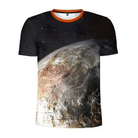 Мужская футболка 3D спортивная с принтом Плутон в Курске, 100% полиэстер с улучшенными характеристиками | приталенный силуэт, круглая горловина, широкие плечи, сужается к линии бедра | Тематика изображения на принте: космос | планета | плутон