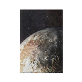 Обложка для паспорта матовая кожа с принтом Плутон в Курске, натуральная матовая кожа | размер 19,3 х 13,7 см; прозрачные пластиковые крепления | Тематика изображения на принте: космос | планета | плутон
