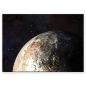 Поздравительная открытка с принтом Плутон в Курске, 100% бумага | плотность бумаги 280 г/м2, матовая, на обратной стороне линовка и место для марки
 | Тематика изображения на принте: космос | планета | плутон