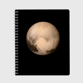 Тетрадь с принтом Плутон в Курске, 100% бумага | 48 листов, плотность листов — 60 г/м2, плотность картонной обложки — 250 г/м2. Листы скреплены сбоку удобной пружинной спиралью. Уголки страниц и обложки скругленные. Цвет линий — светло-серый
 | Тематика изображения на принте: космос | планета | плутон