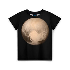 Детская футболка 3D с принтом Плутон в Курске, 100% гипоаллергенный полиэфир | прямой крой, круглый вырез горловины, длина до линии бедер, чуть спущенное плечо, ткань немного тянется | космос | планета | плутон